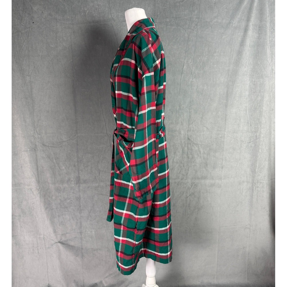 Vintage Victoria's Secret Gold Label Green Red Plaid Cotton Robe P/S Academia - Picture 7 of 16